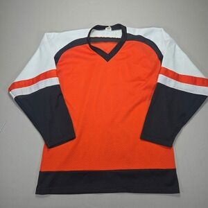 Trimark‎ Philadelphia Flyers Hockey Jersey Practice Warmup Orange Black White  L